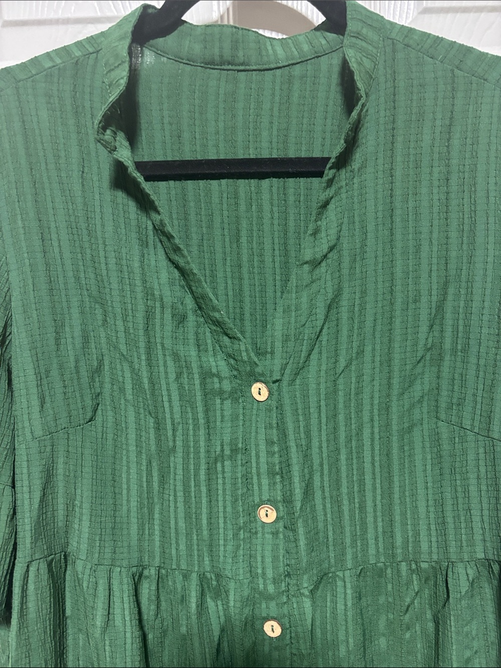 SHEIN Green Button-Front Tiered Midi Dress - Picture 4 of 4